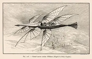 Early Aviation Inventions Drucke: Edisons Flying Ship