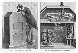 Drucke von EDISONS KINETOSCOPE Wiedergabe für das Auge des Effekts der menschlichen Bewegung durch Mittel einer schnellen und graduierten Folge von Bildern Thomas Edison Drucke: Edisons Kinetoskop 2
