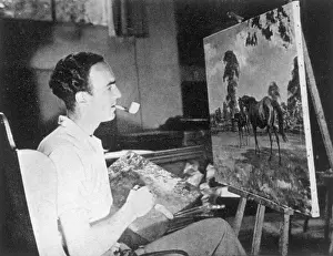 Herefordshire Drucke: Edward Seago in seinem Atelier.