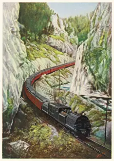 Drucke von Der Olympier ist ein elektrischer Zug der Chicago-Milwaukee-St-Paul und Pazifik Eisenbahn durch das Montana-Kanuß Paul Und Drucke: Bahnwagen aus dem US-Bundesstaat Elektrizität