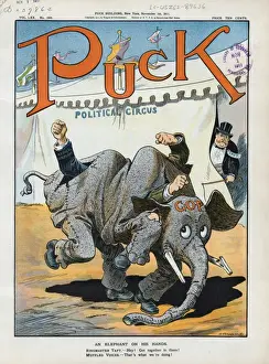 Vintage Elephant Illustrations Drucke: An elephant on his hands