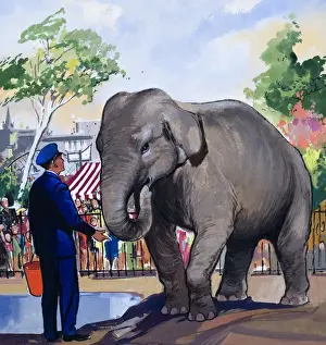 Teddy Bear Illustration Drucke: Elephant Keeper