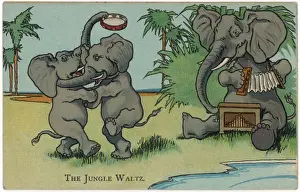 Vintage Elephant Illustrations Drucke: Elephants Dancing