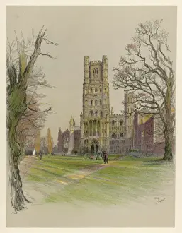 Cambridgeshire Drucke: Elly-Kathedrale, 1924