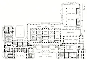 Drucke von Ein Plan des Élysée-Palastes in Paris. Datum: 1913 Karte Drucke: Eliséeschloss - Karte
