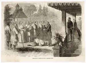 19th Century Russian Art Drucke: Emancipation of a Serf