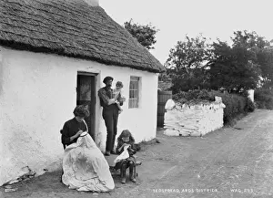 Early 1900s Irish Countryside Drucke: Embroidering a Bedspread, Ards District