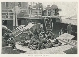 Transatlantic Voyage Drucke: Emigrants on Deck