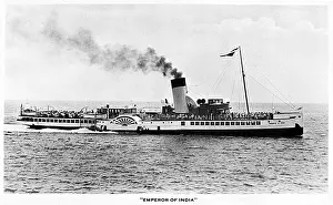 Steam Ship History Drucke: Emperor of India paddle steamer, at sea