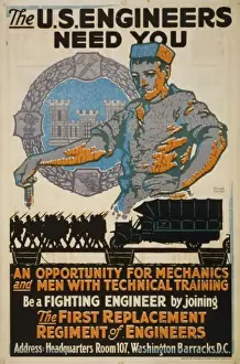 Recruitment Poster WWI Drucke: The US Engineers need you