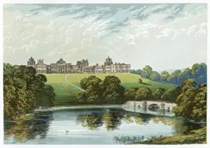 Drucke von Fernsicht vom Norden über den See Oxfordshire Drucke: England / Blenheimsches Schloss
