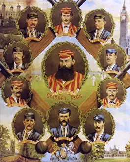 Sport Drucke: Kricketspielteam von England im Jahr 1885