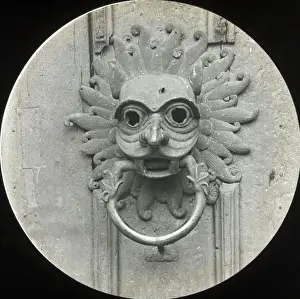 Drucke von Englische Kathedrale - Knocker, Durham Cathedral - Fabelhafter Monster-Türknüller (Teil der Box 144 Boswell Collection - Englische Kathedrale) Burg Und Kathedrale Von Durham Drucke: Englische Kathedralen - Knopper, Dürheimer Dom