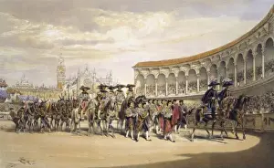 Bull Fighting In Spain Drucke: Entry of the toreros in procession