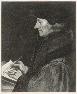 Desiderius Erasmus Image Drucke: Erasmus / Holbein / Quantin