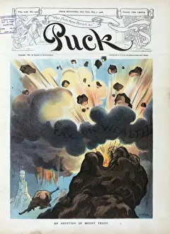 Puck Magazine Illustrations Online Drucke: An eruption of Mount Teddy