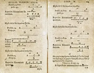 Ancient Greek Mathematician Drucke: Euclid. Elementum. Page of the Book of Geometry