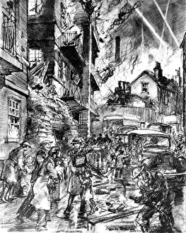 Blitz London Drucke: Evacuation during the Blitz; Second World War, 1940