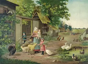 Rural America Scenery Drucke: Evening on the farm
