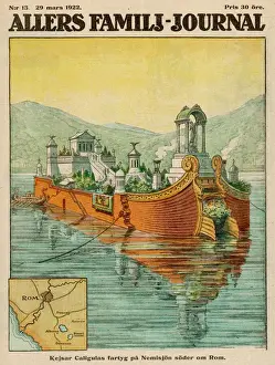 Drucke von Kaligulae fluchter Palast auf dem See von Nemus in der Nähe Roms Datum: um 40 n. Chr Empire-Architektur Drucke: Veranstaltungen / Antikes Rom