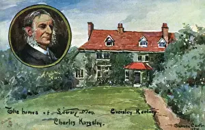 Drucke von Illumination des Eversley Manorhauses, Wohnstätte von Charles Kingsley zwischen 1844 und 1875. Künstler: Sydney Carter Datum: 1904 Charles Kingsley Drucke: Eversleysche Villa