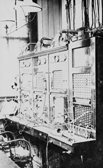 Antique Telephone Equipment Drucke: An example of an early telephone switchboard