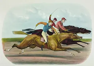 Vintage Horse Racing Prints Drucke: An exciting finish