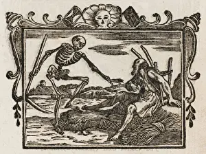 Drucke von Der alte Mann und der Tod Ein alter Mann erschöpft sammelt Holzstäbchen. Er ruft sofort den Tod herbei. Der alte Mann bereut sich dann was er gewünscht hat Äsop Drucke: Ratteilung / Alter Mann und Tod