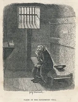 Charles Dickens Illustrations Drucke: Fagin in Jail