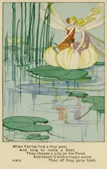 Vintage Fairy Illustrations Drucke: Fairies at a pool