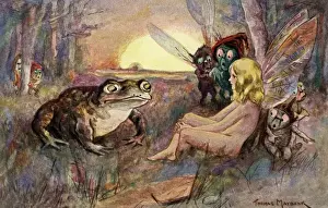 Fairy Folklore Illustrations Drucke: A fairy and a frog