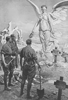 Drucke von Ruhm legt sich über ein improvisiertes Grab auf dem ehemaligen Westfront, wählt einen unbekannten Soldaten aus und bestattet ihn im Tomben des Unbekannten Kriegers in der Abtei von Westminster Soldaten Drucke: Ruhm besucht den helden unbekannten Toten