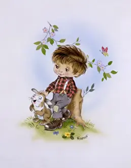 Malcolm Greensmith Artwork Drucke: Fantasy Illustration - young boy and rabbit