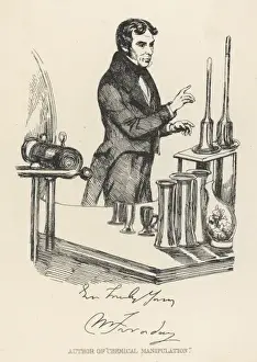 Drucke von Michael Faraday Englischer Wissenschaftler im Laboratorium Michael Faraday Drucke: Faraday/Maclise/Fraser