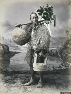 Japanese Countryside Landscape Drucke: Farmer