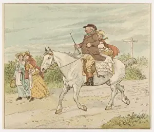 Drucke von Ein Bauern ging trabend Auf seinem grauen Pferd Bumpetey, bompity-bomp. Mit seiner Tochter hinter ihm So rosa und schön Lumpetey, lompety-lompe Kinderzimmer Drucke: Ein Bauern ging trotzend