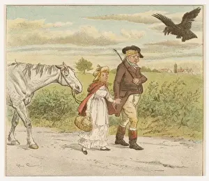 Drucke von Der schelmische Rabe Flatterte lachend weg Bum-bum-bum und versprach er ihnen am nächsten Tag dasselbe Lump-lump-lump Kinderzimmer Drucke: Ein Bauern ging trotzend durch die Felder