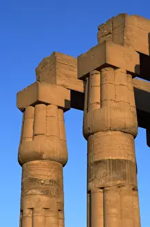Luxor Temple Columns Drucke: Fasciculatesd columns with papyrus capitals of hypostyle. Lu