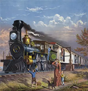 Vintage Train Image Drucke: The fast mail