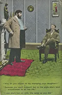 Vater und Verlobter auf einem Postkarte