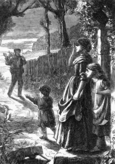 Victorian Era Family Scene Drucke: FATHERs RETURN 1867