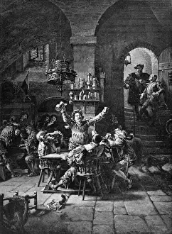 Faust Legend Drucke: Faust in Auerbachs Wine Cellar