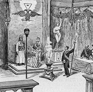 Drucke von Ein Kandidat wird in die sublimen schottische Ritze eingeführt und schwört auf seinem Schwertern zu ehren den modernen Adoptionsritus. Datum: 1891 Kulturelle Feste Und Traditionen Drucke: Weibliche Initiierung - 5