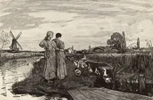 Drucke von Im Fensterwald Abend von Robert Walker Macbeth, ARA, gezeichnet von Octave Lacour; Datum: 1884 Robert Walker Macbeth Drucke: Im Fenland - Abend von Robert Walker Macbeth ARA