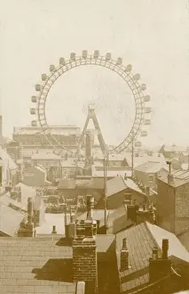 Austrian Historical Landmarks Drucke: A ferris wheel viewed across the rooftops