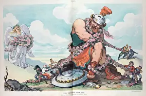 Puck Magazine Art Drucke: The fettered war god