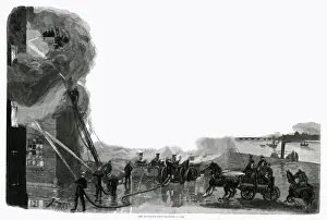 Horse Drawn Fire Engine Drucke: Fire engines at work 1888