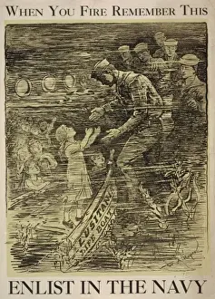 Navy Recruitment Poster Drucke: When you fire remember this - Enlist in the Navy