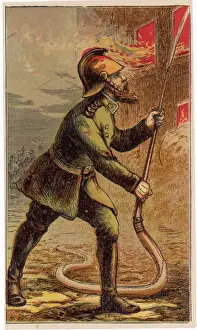 Feuerwehrmann mit Wasserhose