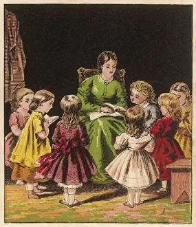 Vintage Classroom Scenes Drucke: First Day at School 3